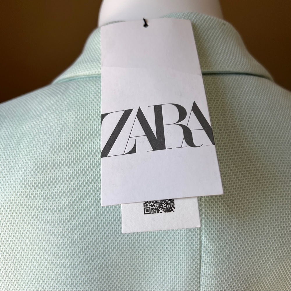 ZARA LONG DOUBLE-BREASTED BLAZER LIGHT GREEN | 2368/782 SIZE XS - Picture 7 of 16